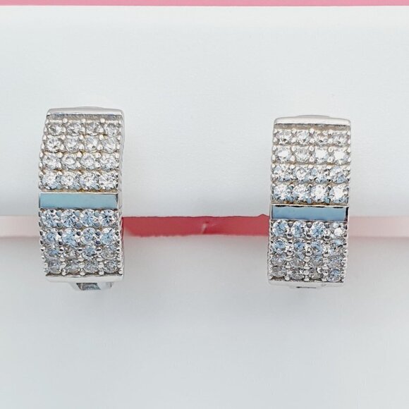 "925 Sterling Silver Cubic Zirconia Earrings, U19254658 - Picture 1 of 11